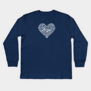 Heart Nurse Word Cloud Kids Long Sleeve T-Shirt